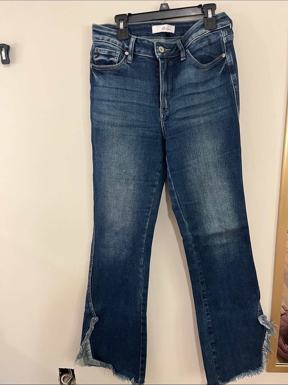 KanCan Dark Blue Distressed Wide Leg Jeans